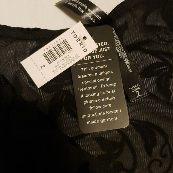 Torrid 2X Black Roses Velvet & Mesh Bodysuit - Picture 11 of 12